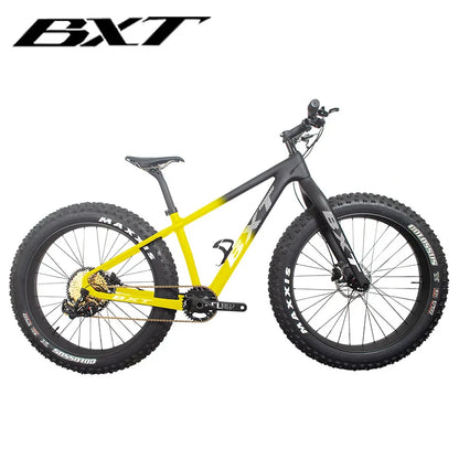 BXT Full Carbon Fiber Fat Bike 26er, Snow Bike, 1*12S Carbon Frame and Fork, BSA16, 18in, 26er * 4.8 Bicycle, New