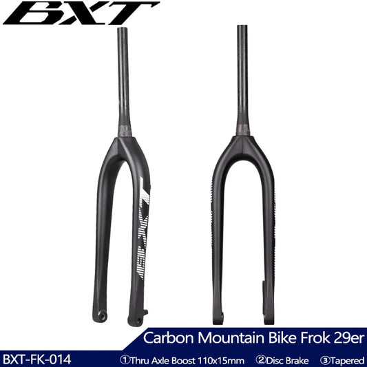 BXT Full Carbon MTB Fork Boost 110*15mm 29er mountain bike fork 29"inch disc brake Tapered 1-1/8 to1-1/2 Thru Axle fork