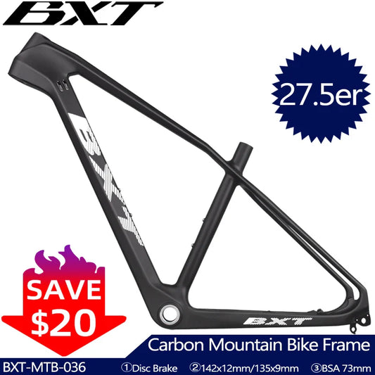 BXT Full Carbon MTB Frame 27.5er Cadre Carbone T1000 Carbon Mountain Bike Frame 27.5inch Thru Axle MTB Carbon Bicycle Frame 27.5