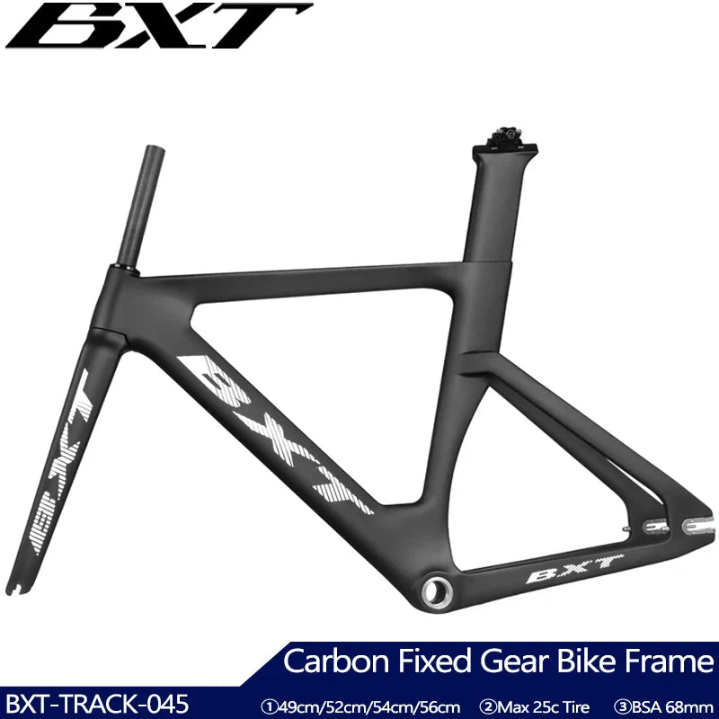 BXT Full Carbon Track Bicycle Frameset with Fork Seatpost, Fixed Gear, Racing Bicycle Frame, 700C