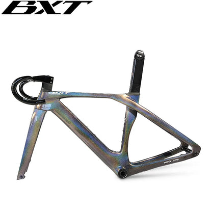 BXT-Fully Hidden Carbon Disc Brake Road Bike Frame, Bicycle Bottom Bracket, BSA T47 Cyclocross Frameset, Max 700 x 32C