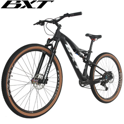 BXT MTB Carbon Fibre Full Suspension Bike 29er MTB Disc Brake XC Bicycle 1x11 Speed Suspension Bike