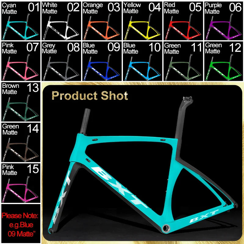 BXT-Ultralight Carbon Road Bike Frame, 700C X 25C, Full Carbon Road Bicycle Frameset, Fork Seatpost, New