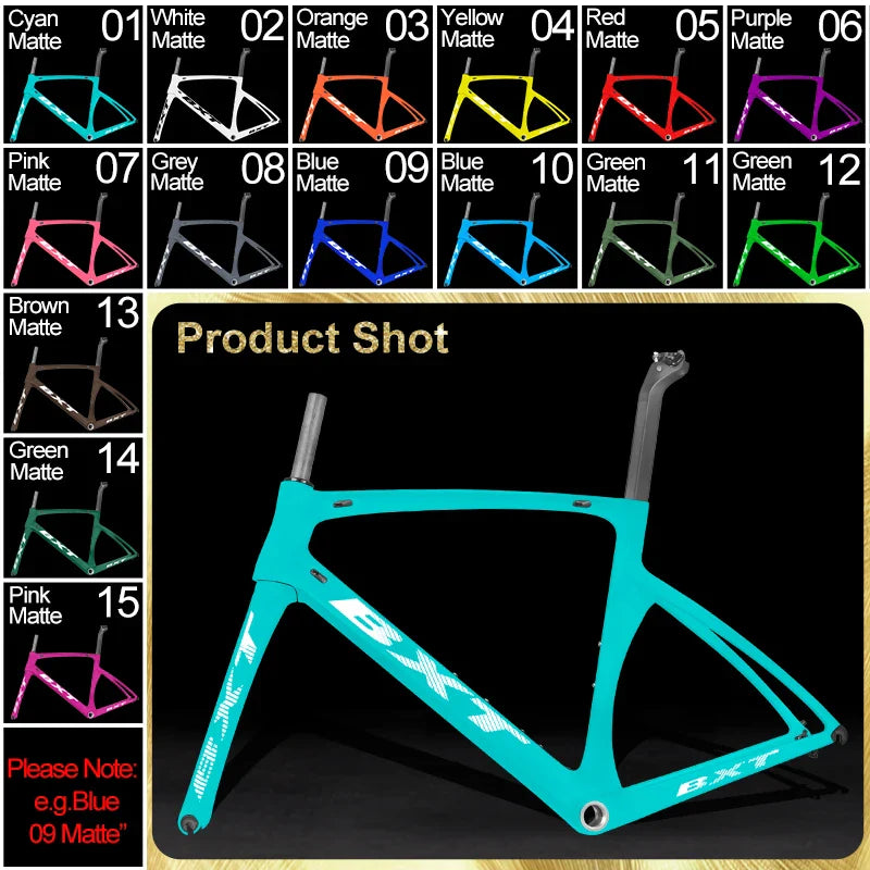 BXT-Ultralight Carbon Road Bike Frame, 700C X 25C, Full Carbon Road Bicycle Frameset, Fork Seatpost, New