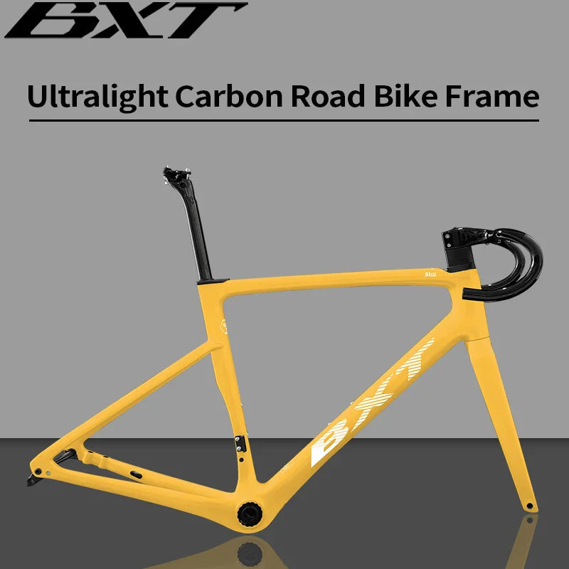 BXT-Ultralight Carbon Road Bike Frame, Flat-Mounted Disc Brake, 140mm, T47 Tire, 700Cx32C, New