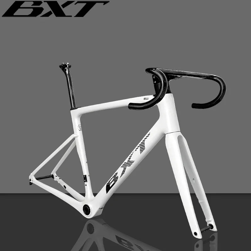 BXT-Ultralight Carbon Road Bike Frame, Flat-Mounted Disc Brake, 140mm, T47 Tire, 700Cx32C, New