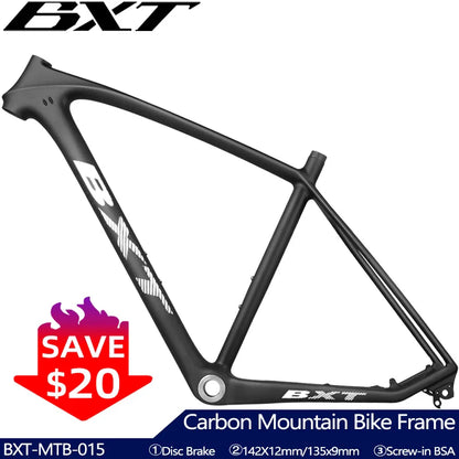 BXT brand carbon mtb frame 29er carbon bike frame 29 carbon mountain bike frame 142*12 or 135*9mm disc brake bicycle frame