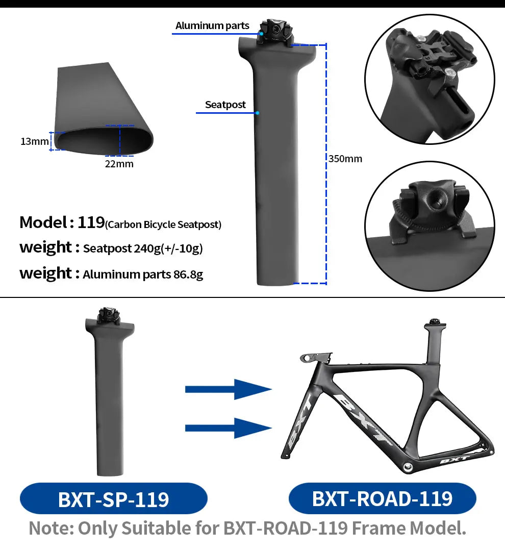 fahrradzubehör sattelstütze Carbon Fahrrad Sattelstütze BXT-045/035/145/055/155/TT 119 Bahnrahmen – BXT official store
