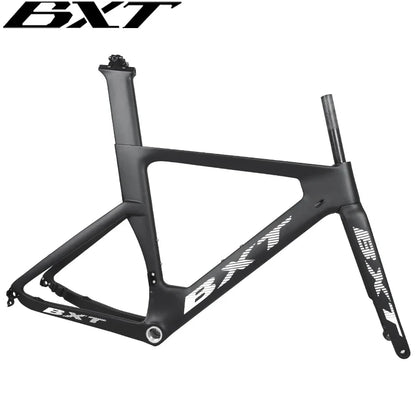 BXT Carbon Fiber Disc Brake Road Bicycle Frame Di2 & Mechanical Derailleur 700Cx32C Tires Thru Axle Carbon Racing Road Bike Frameset