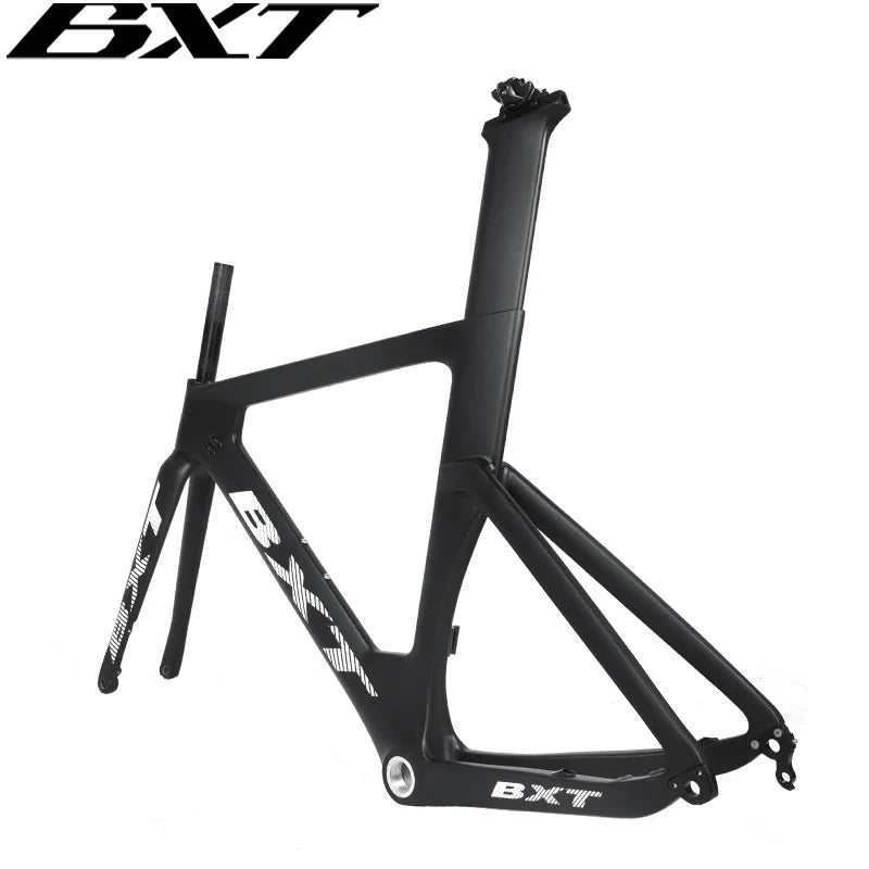 BXT Carbon Fiber Disc Brake Road Bicycle Frame Di2 & Mechanical Derailleur 700Cx32C Tires Thru Axle Carbon Racing Road Bike Frameset