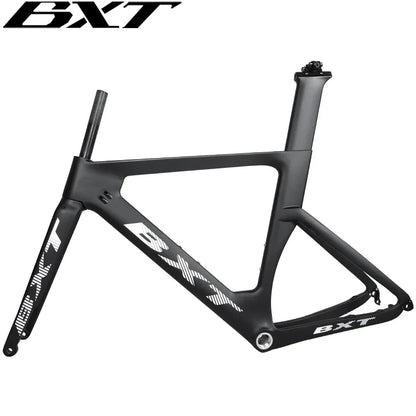 BXT Carbon Fiber Disc Brake Road Bicycle Frame Di2 & Mechanical Derailleur 700Cx32C Tires Thru Axle Carbon Racing Road Bike Frameset