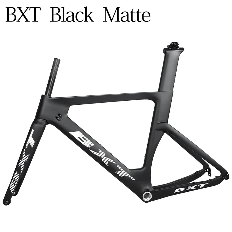 BXT Carbon Fiber Disc Brake Road Bicycle Frame Di2 & Mechanical Derailleur 700Cx32C Tires Thru Axle Carbon Racing Road Bike Frameset