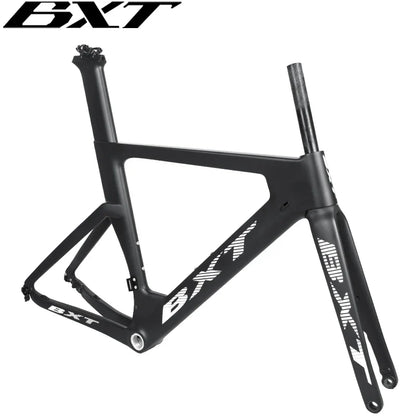 BXT Carbon Fiber Disc Brake Road Bicycle Frame Di2 & Mechanical Derailleur 700Cx32C Tires Thru Axle Carbon Racing Road Bike Frameset