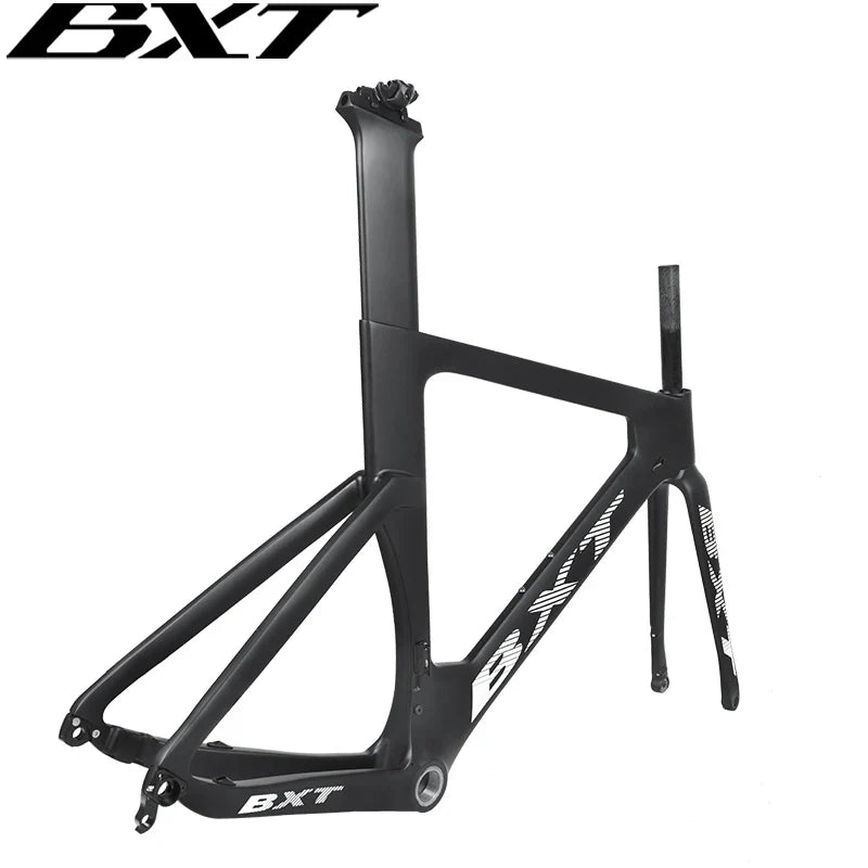 BXT Carbon Fiber Disc Brake Road Bicycle Frame Di2 & Mechanical Derailleur 700Cx32C Tires Thru Axle Carbon Racing Road Bike Frameset