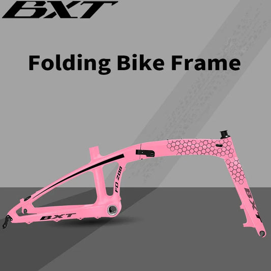 BXT Carbon Fiber Folding Bike Frame, Folding Bicycle Frame, Disc Brake, QR135x9mm, BSA, 20in, T1000