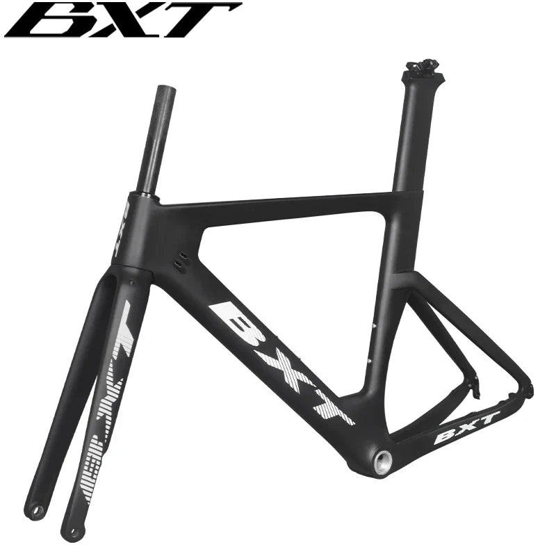 BXT Carbon Fiber Road Bike Frame Disc Brake 140mm Road Bicycle Carbon Frame Thru Axle BSA 68mm Full Carbon Racing Road Bike Frameset