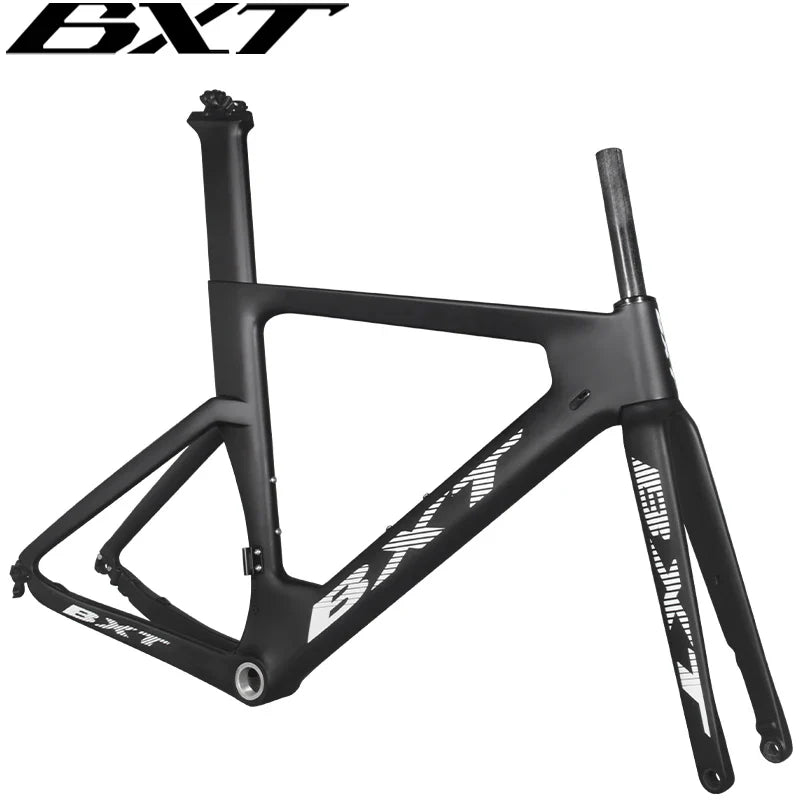 BXT Carbon Fiber Road Bike Frame Disc Brake 140mm Road Bicycle Carbon Frame Thru Axle BSA 68mm Full Carbon Racing Road Bike Frameset