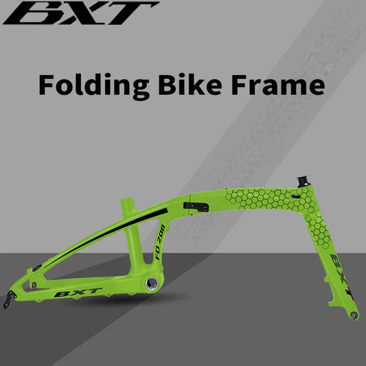 BXT Carbon Folding Bike Frame Fork, Folding Bike Frame, 20er Disc Brake, Can Use MTB 406 or Road 451 Tires, Lightweight 20in