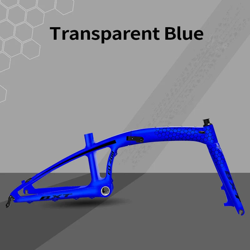 BXT Carbon Folding Bike Frame Fork, Folding Bike Frame, 20er Disc Brake, Can Use MTB 406 or Road 451 Tires, Lightweight 20in