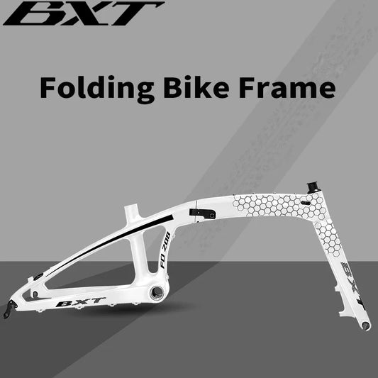 BXT Carbon Folding super light MTB Bike Frame Children Bike 20inch Mini City Bike Carbon Fiber Frame Disc Brake Bicycle Ebike Frame