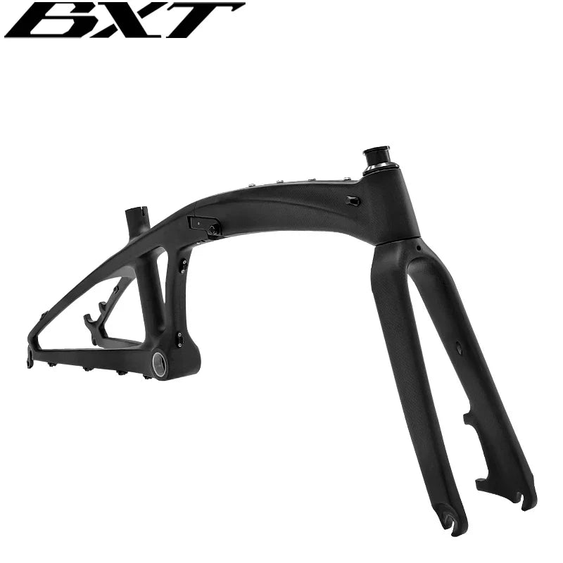 BXT Carbon Folding super light MTB Bike Frame Children Bike 20inch Mini City Bike Carbon Fiber Frame Disc Brake Bicycle Ebike Frame