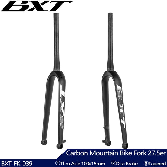 BXT Carbon Gravel Bicycle Fork, 27.5er Disc Brake, Road Bike Frame, 700C Thru Axle, MTB Tapered, Full Carbon Mountain Bike Fork, M15