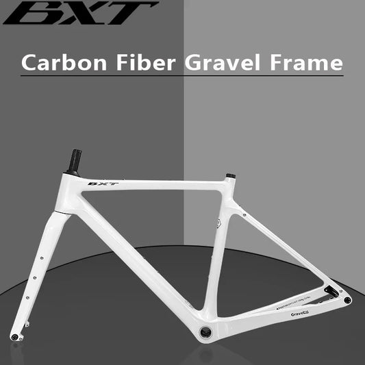 BXT Carbon Gravel Bike Frame Fully Hidden Cable Carbon Frame Fork Thru Axle Gravel Disc Brake Carbon MTB Road Bicycle Frame 27.5er