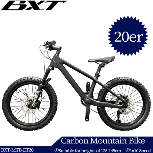 BXT Carbon Mountain Bike for Children and Teenager, MTB Bicycle, Cycling Exercise, Suitable for Heights 125-145cm, 20er