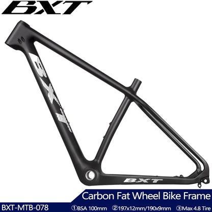 BXT Carbon Snow Frame Snowbiking 26ER Carbon Fat Bike Frame Thru Axle For 197X12 Disc Brake MTB Bicycle Frame