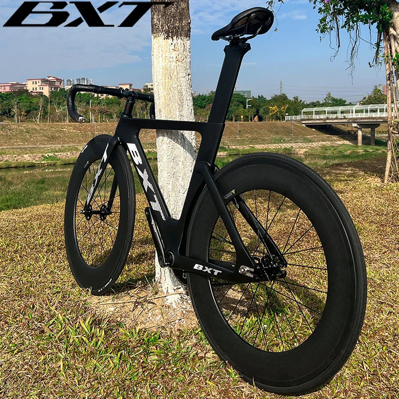 BXT Carbon Track Bike Fixed Gear Carbon Fiber Track Bicycle No Brake Indoor Racing Complete Bike Professional Customizable Track Cycling Bike