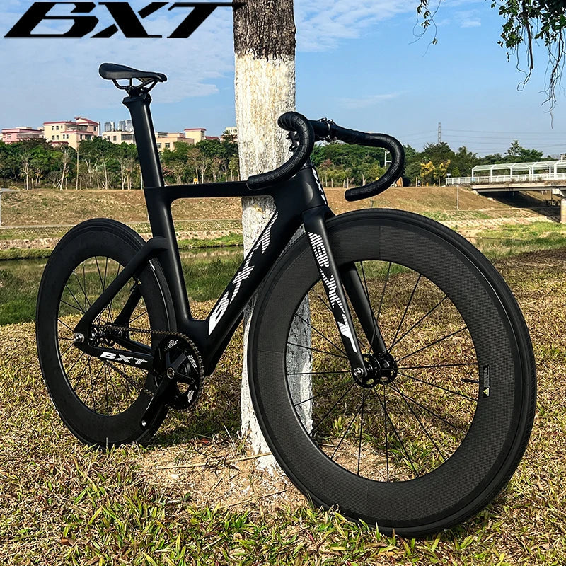 BXT Carbon Track Bike Fixed Gear Carbon Fiber Track Bicycle No Brake Indoor Racing Complete Bike Professional Customizable Track Cycling Bike