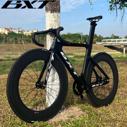 BXT Hot Selling Products Carbon Fiber Fixed Gear Track Frame Indoor Racing Complete Bike Without Brakes