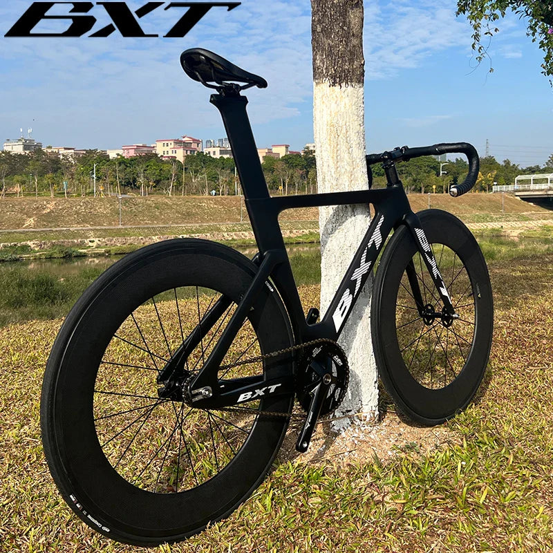 BXT Hot Selling Products Carbon Fiber Fixed Gear Track Frame Indoor Racing Complete Bike Without Brakes