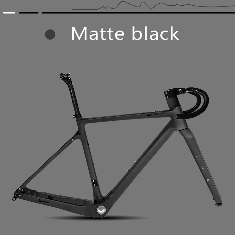 BXT Carbon Gravel Frame Flat Mount Disc Brake 700C*47C Full Hidden Cable Gravel Bicycle 12° Flare Handlbar Gravel Bike Frameset Road Bike