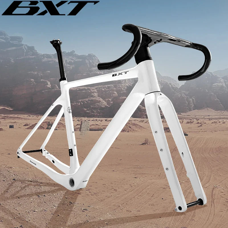 BXT Disc Brake Carbon Gravel Bike Frame 700C/27.5er Max Use 47C/2.1 Tire Full Carbon Gravel Bicycle Frame Thru Axle Carbon MTB Frame