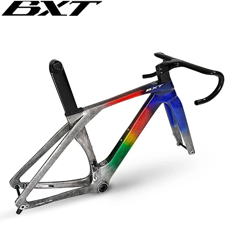 BXT 2024 Disc Brake Road Bike Frame Carbon Bicycle Frame BSA T47  BSA T47 Di2 Chameleon Color Frame