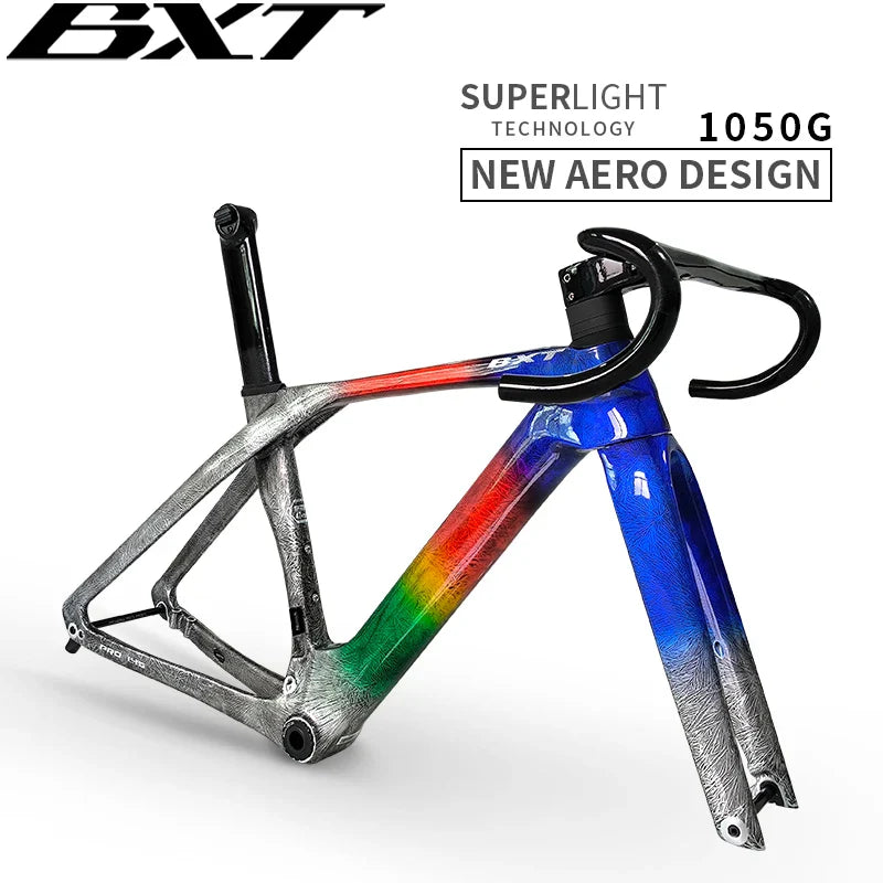 BXT 2024 Disc Brake Road Bike Frame Carbon Bicycle Frame BSA T47  BSA T47 Di2 Chameleon Color Frame