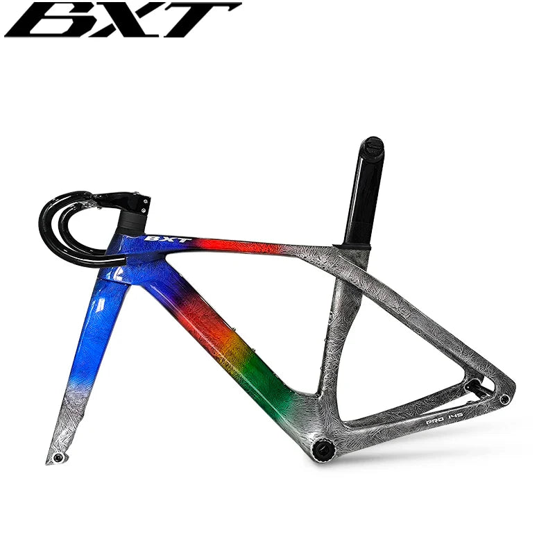 BXT 2024 Disc Brake Road Bike Frame Carbon Bicycle Frame BSA T47  BSA T47 Di2 Chameleon Color Frame