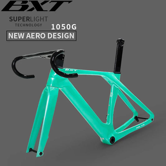 BXT Full Carbon Disc Brake Road Bike Frame Hidden Cable Racing BSA T47 Cyclocross Bicycle Frame Di2 With Handlebar