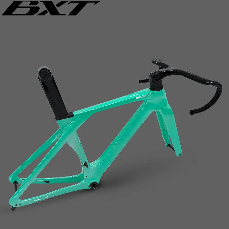 BXT Full Carbon Disc Brake Road Bike Frame Hidden Cable Racing BSA T47 Cyclocross Bicycle Frame Di2 With Handlebar