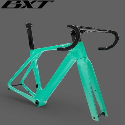 BXT Full Carbon Disc Brake Road Bike Frame Hidden Cable Racing BSA T47 Cyclocross Bicycle Frame Di2 With Handlebar