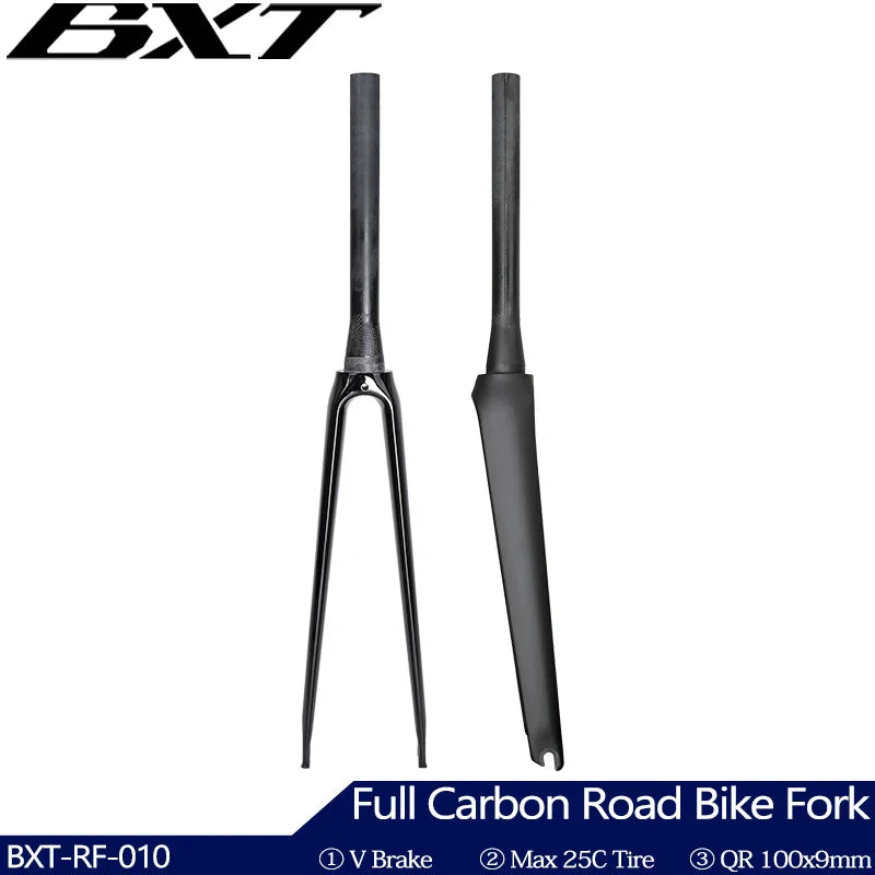 BXT Full Carbon Fiber Road Fork  V Brake 700C Tapered Tube 39.8mm Front Fork Fixed Gear Track bike carbon front forks hard parts