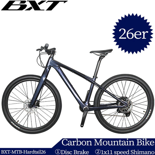 BXT Full Carbon Mountain Complete Bike 26er Hardtail Carbon Fiber MTB 26er 1x11Speed Disc Brake Mountain T1000 Carbon Bicycle 14inch