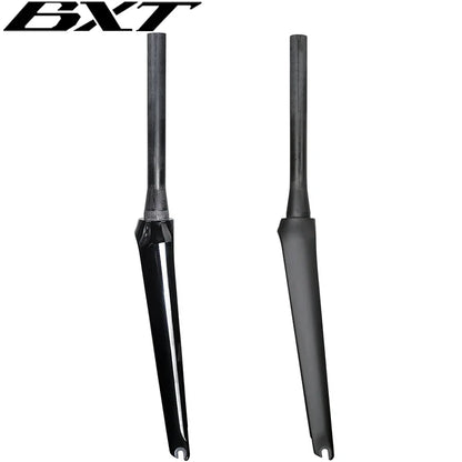 BXT Full Carbon Road Bike Fork V Brake 700C Road Bicycle Carbo Fiber Fork QR 100x9mm Tapered Tube 39.8mm Front Fork