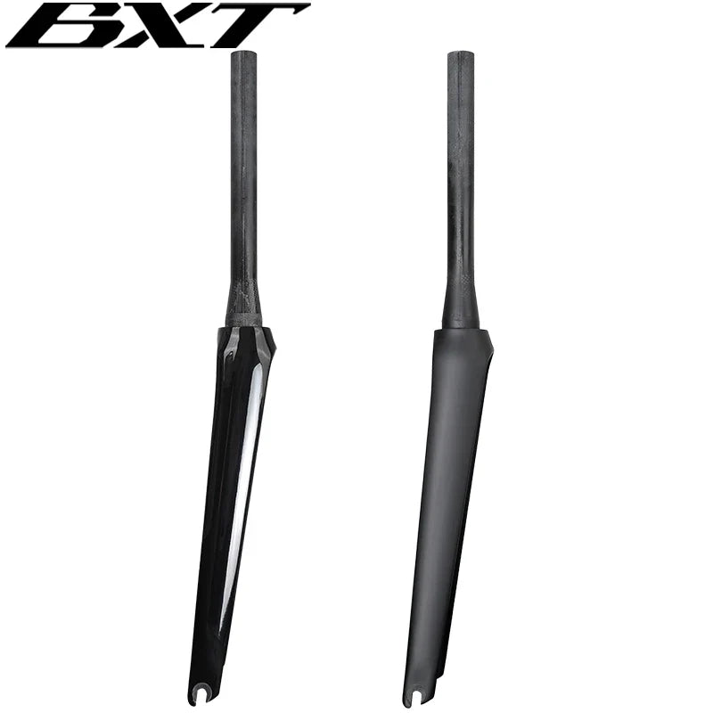 BXT Full Carbon Road Bike Fork V Brake 700C Road Bicycle Carbo Fiber Fork QR 100x9mm Tapered Tube 39.8mm Front Fork