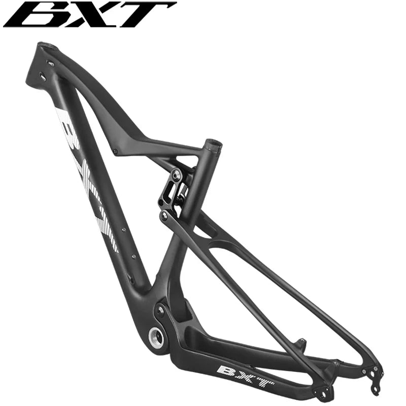 BXT Full Suspension Carbon Mountain Bike Frame 29er Thru Axle Boost, MTB Bicycle Travel 100mm 148mm