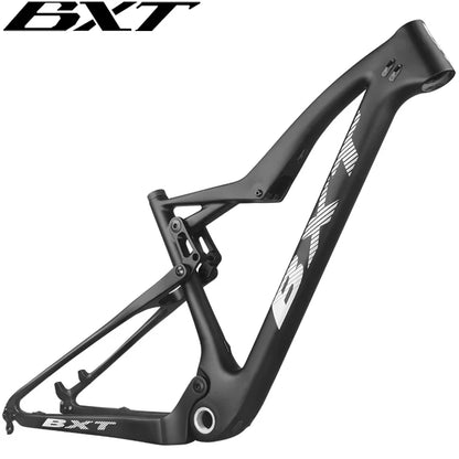 BXT Full Suspension Carbon Mountain Bike Frame 29er Thru Axle Boost, MTB Bicycle Travel 100mm 148mm