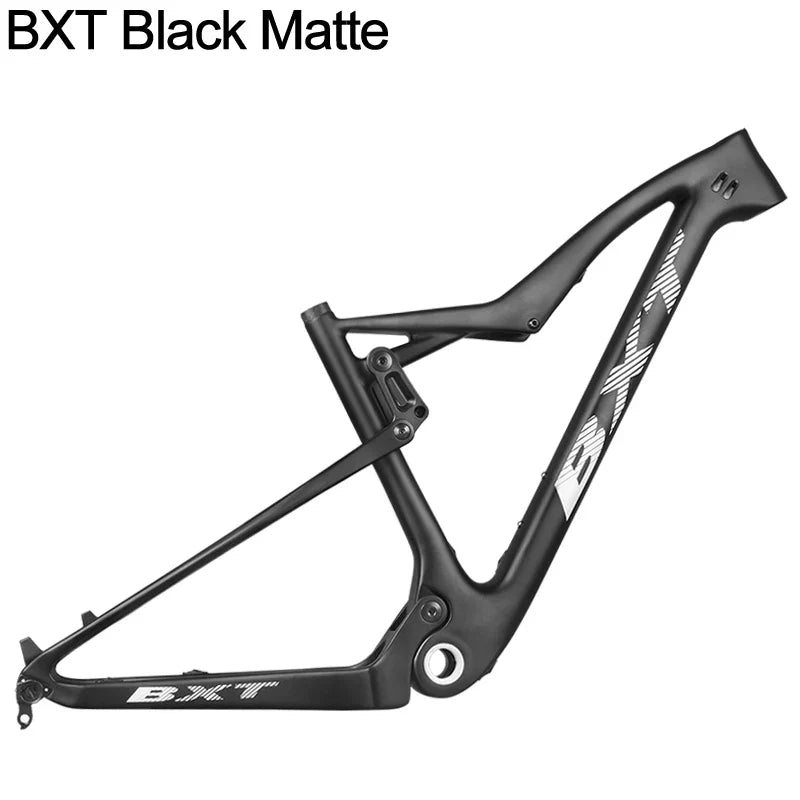 BXT Full Suspension Carbon Mountain Bike Frame 29er Thru Axle Boost, MTB Bicycle Travel 100mm 148mm