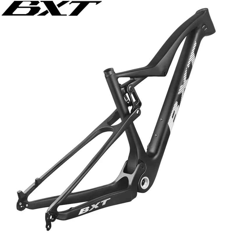 BXT Full Suspension Carbon Mountain Bike Frame 29er Thru Axle Boost, MTB Bicycle Travel 100mm 148mm