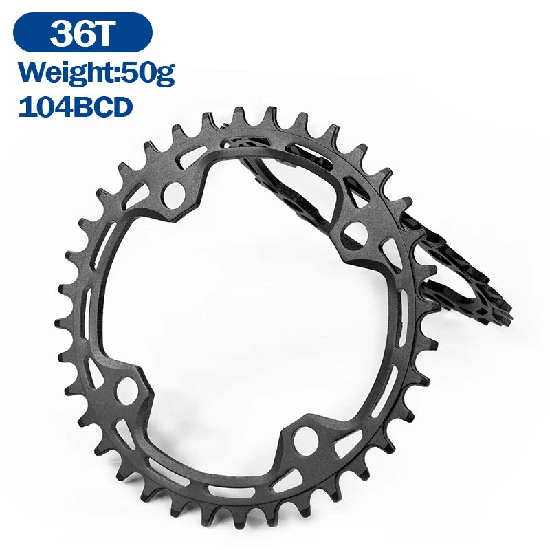 High-strength aluminum alloy mountain bike 104BCD tooth plate 32T/34T/36T/38T MTB bicycle crank parts